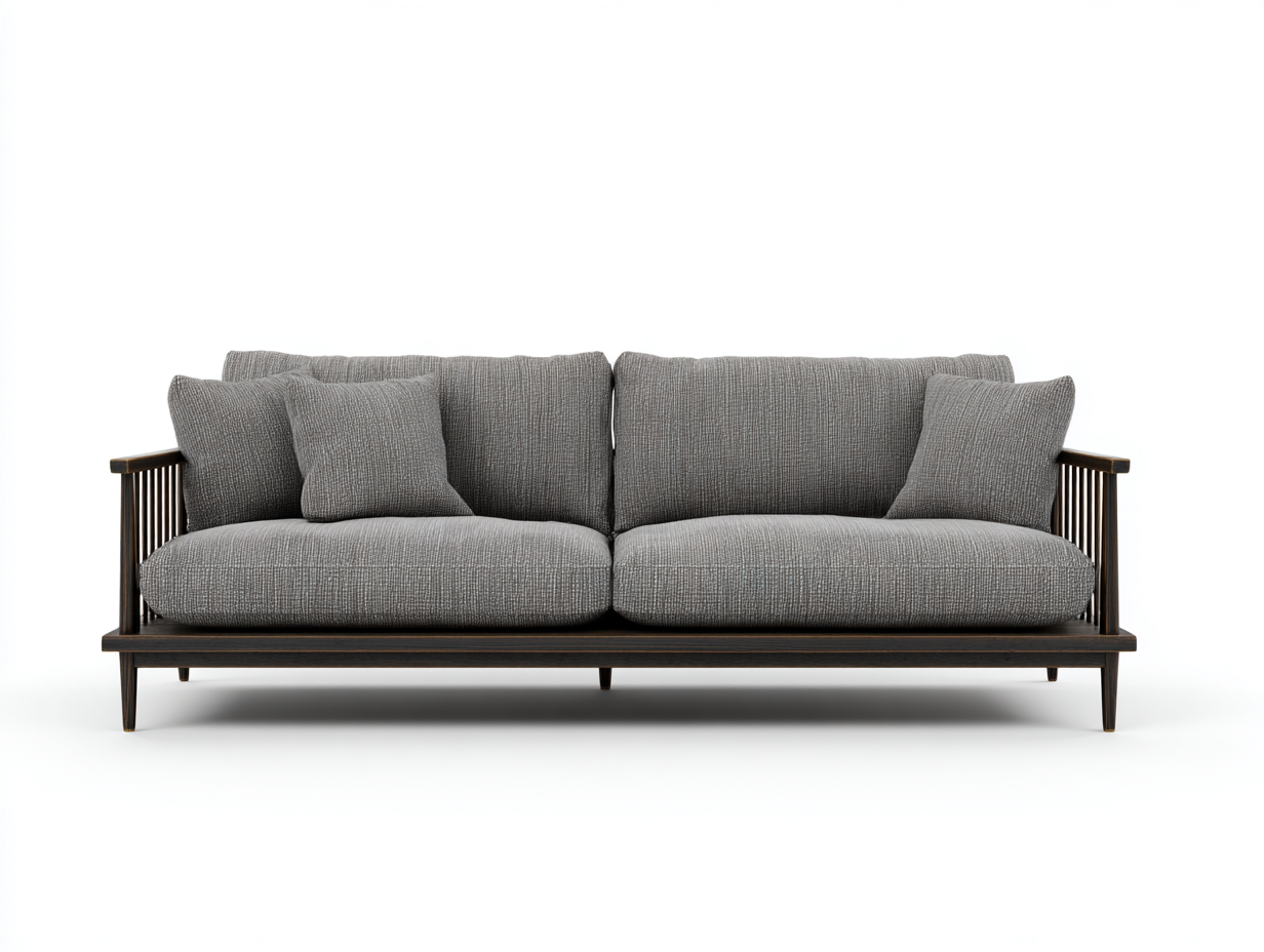 Divano a due posti in tessuto con struttura in legno 164x84x75 cm - grigio - design lineare per soggiorno-Vasolloft