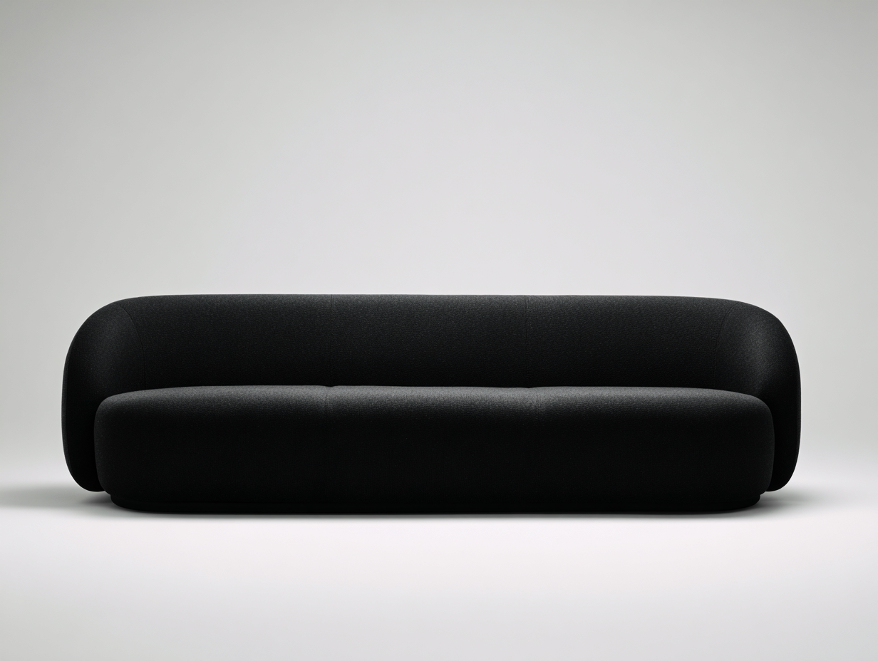 Divano a due posti in tessuto 158x84x73 cm - nero - design arrotondato per soggiorno-Vasolloft