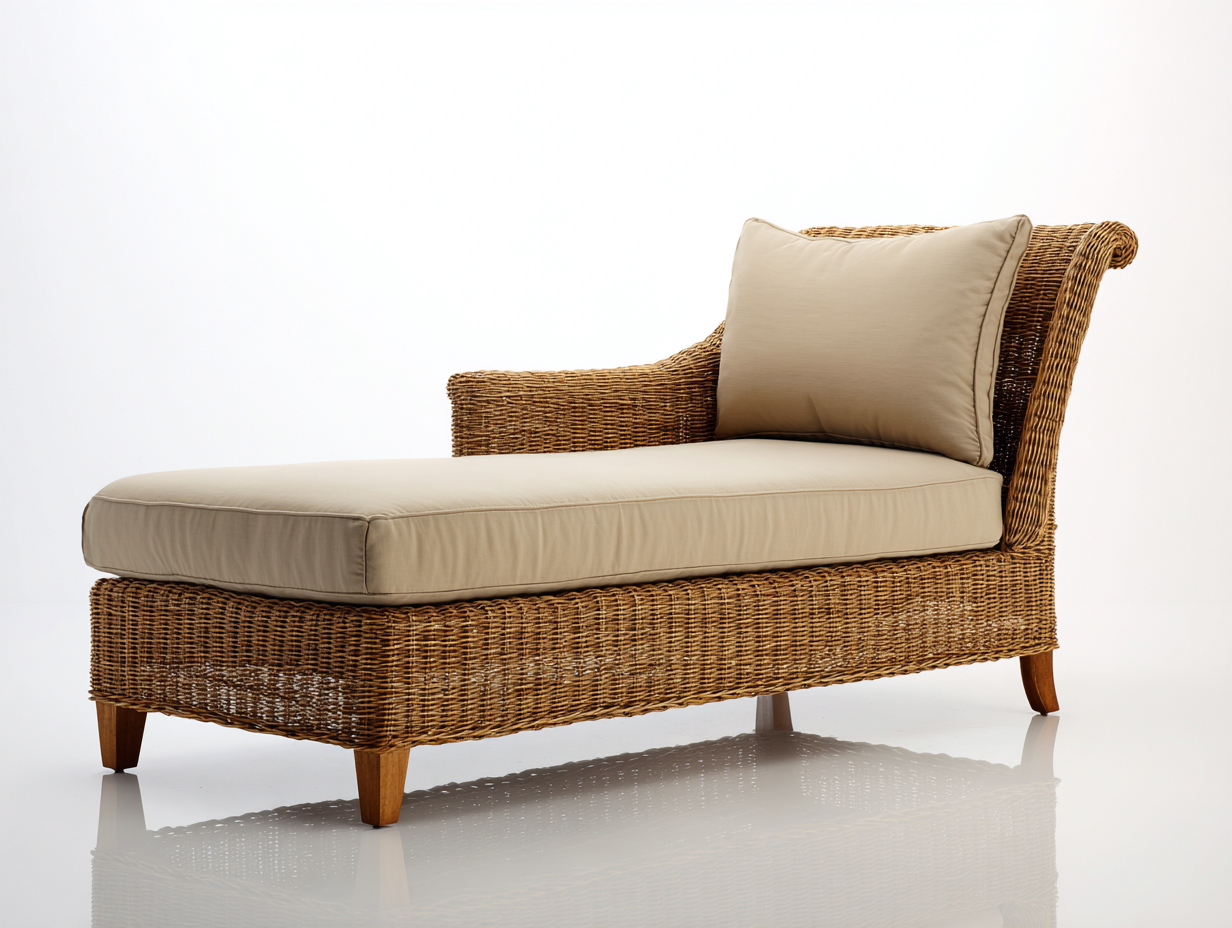 Lettino prendisole in rattan sintetico 185x68x82 cm - Marrone-Beige - Per giardino e terrazza - Design naturale-Vasolloft