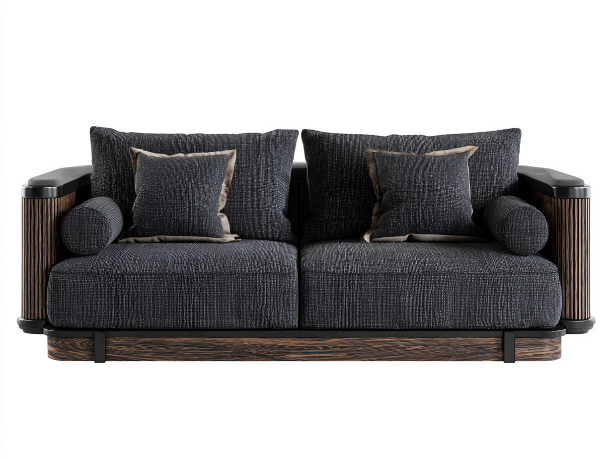 Divano a due posti in tessuto 170x90x76 cm - Grigio - Per soggiorno - Design moderno-Vasolloft