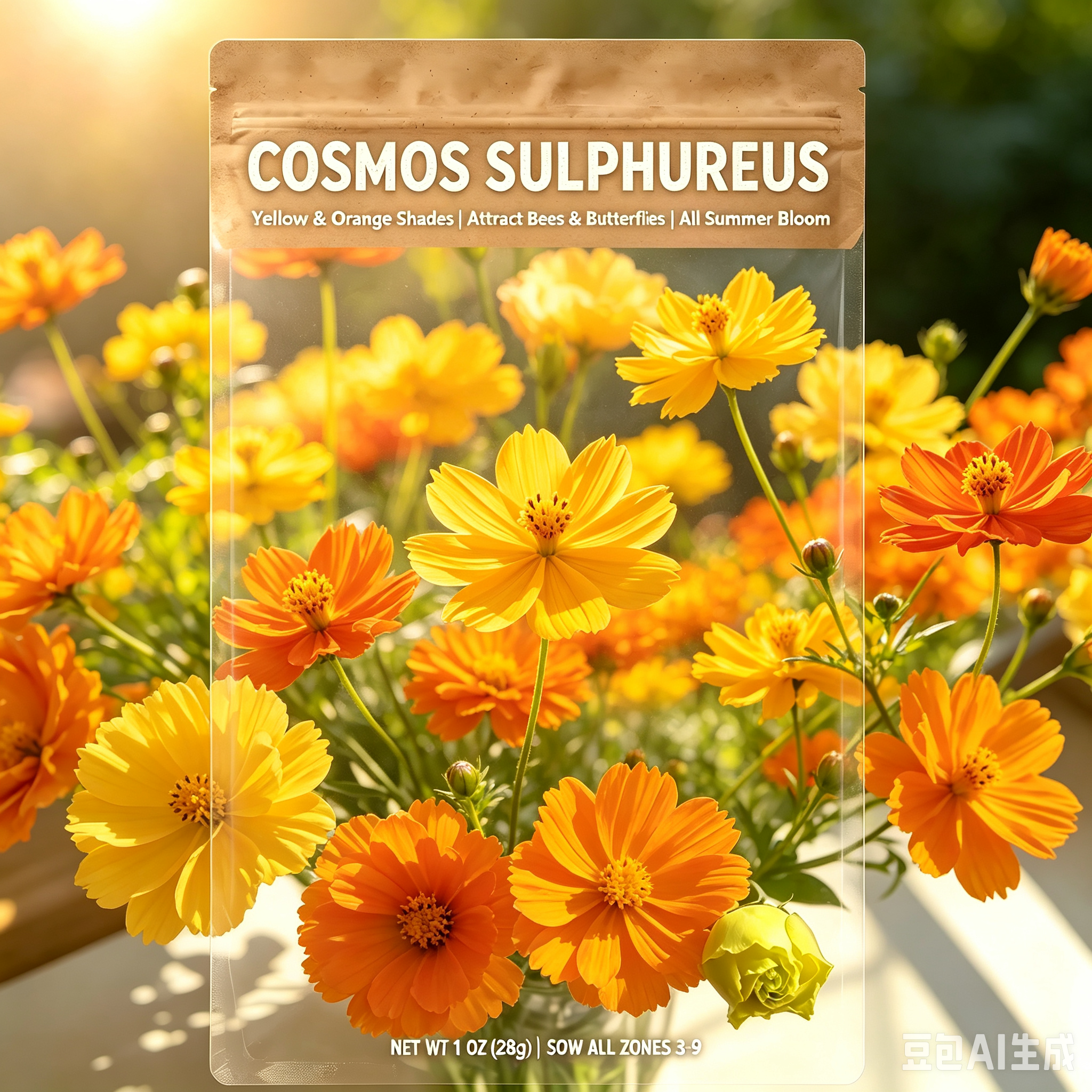 Cosmos sulphureus seeds  color Yellow and orange