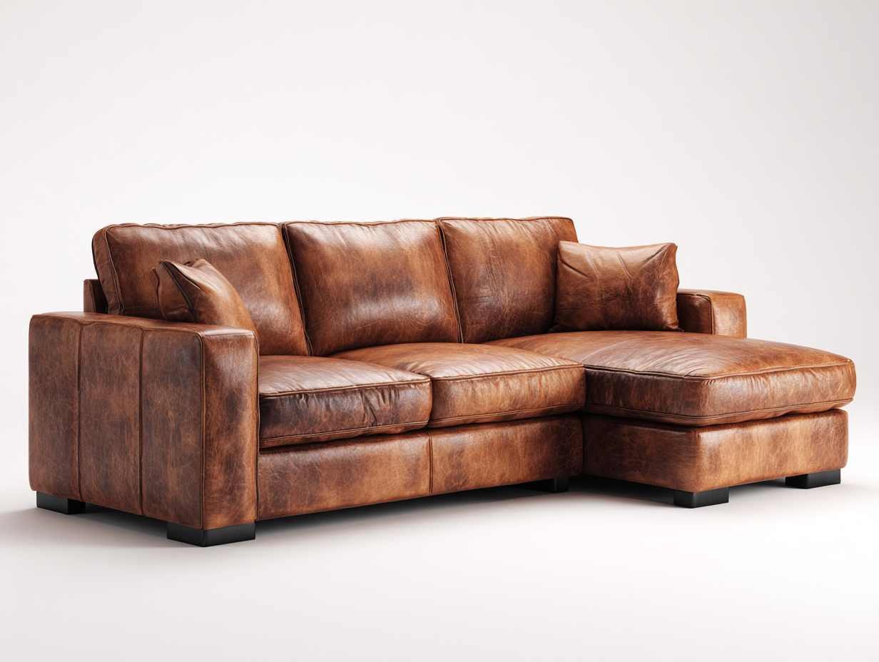 Ecksofa - Leder - 284x168x79 cm - Braun - modernes Design-Donoastudio