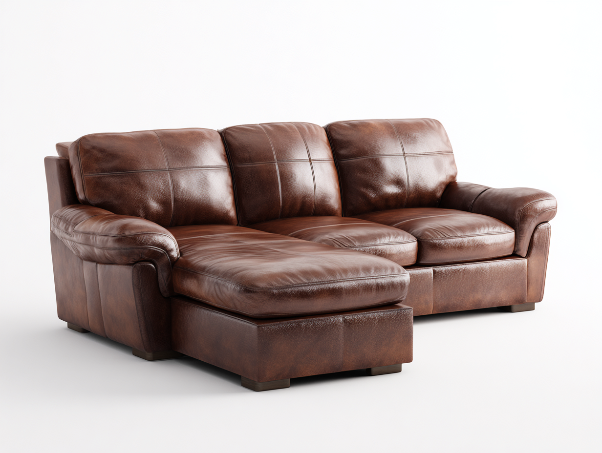 Ecksofa - Leder - 276x161x81 cm - Braun - klassisches Design-Donoastudio