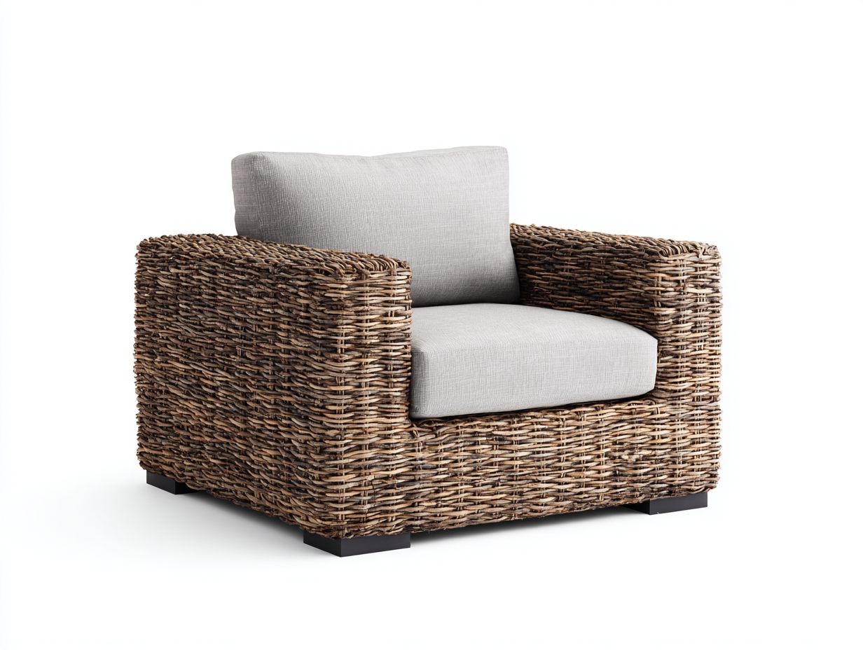 Polyrattan Gartensessel - Polyrattan-Stoff-Kunststoff - 104x88x76 cm - Braun-Grau-Schwarz - Modern-Donoastudio