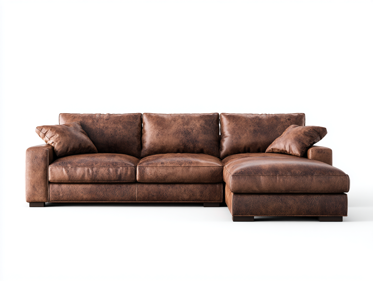 Ecksofa - Leder - 280x164x78 cm - Braun - modernes Design-Donoastudio
