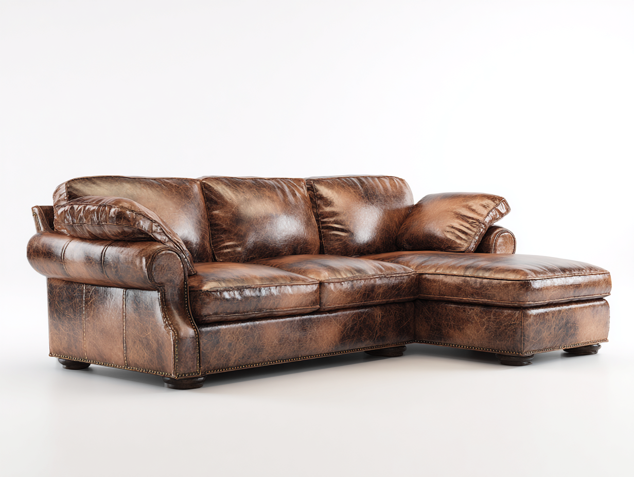Ecksofa - Leder - 288x162x80 cm - Braun - Vintage Design-Donoastudio