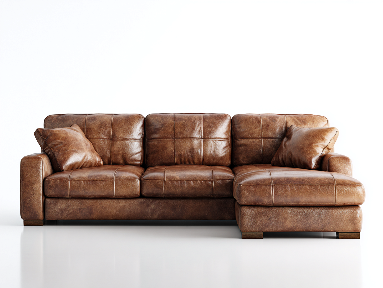 Ecksofa - Leder - 292x168x82 cm - Braun - Vintage Design-Donoastudio