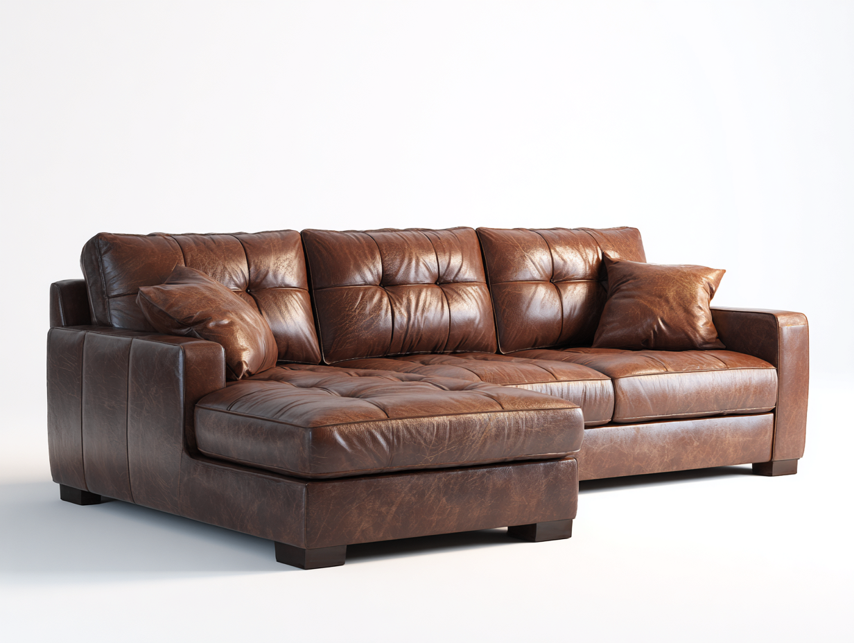 Ecksofa - Leder - 286x164x80 cm - Braun - modernes Design-Donoastudio