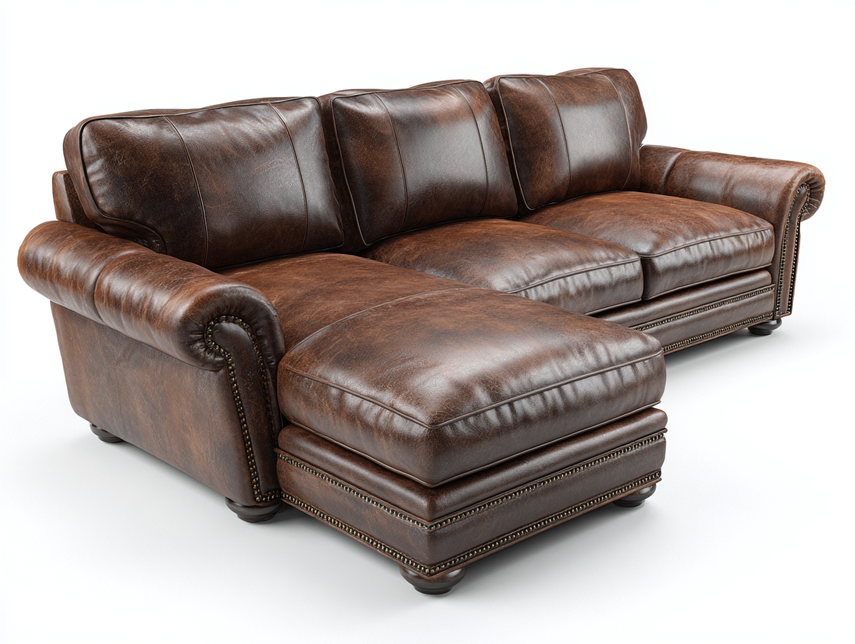 Ecksofa - Leder - 302x178x80 cm - Braun - Vintage Design-Donoastudio