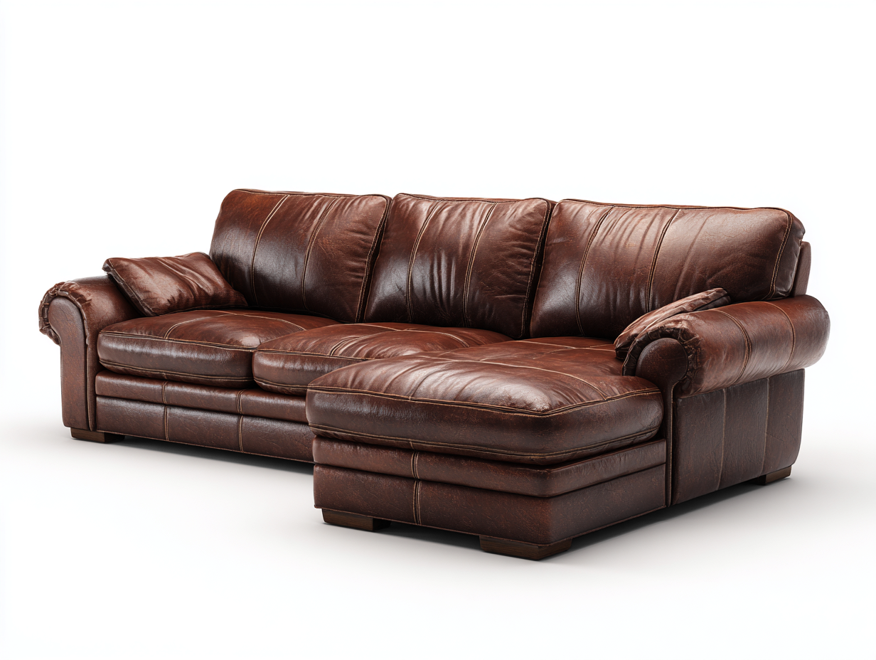 Ecksofa - Leder - 296x172x80 cm - Braun - klassisches Design-Donoastudio