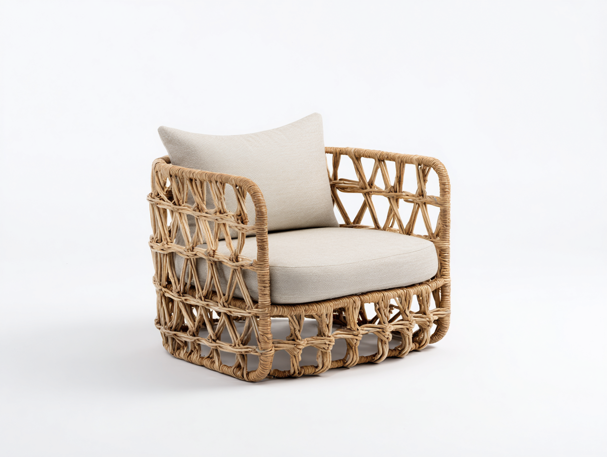 Polyrattan Gartensessel - Polyrattan-Stoff - 86x78x73 cm - Beige - Modern-Donoastudio