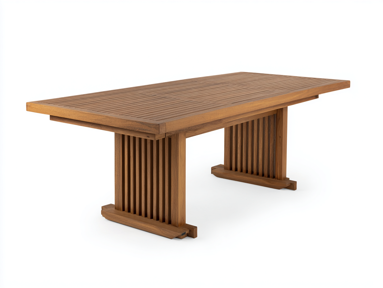 Table de jardin - teck - 220x100x75 cm - bois naturel - style contemporain-Madorvahome