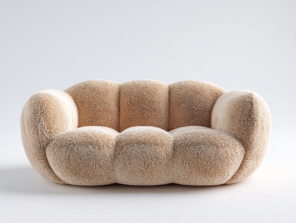 Canapé 2 places - Tissu bouclé - 172x94x78 cm - Beige - Organique-Madorvahome
