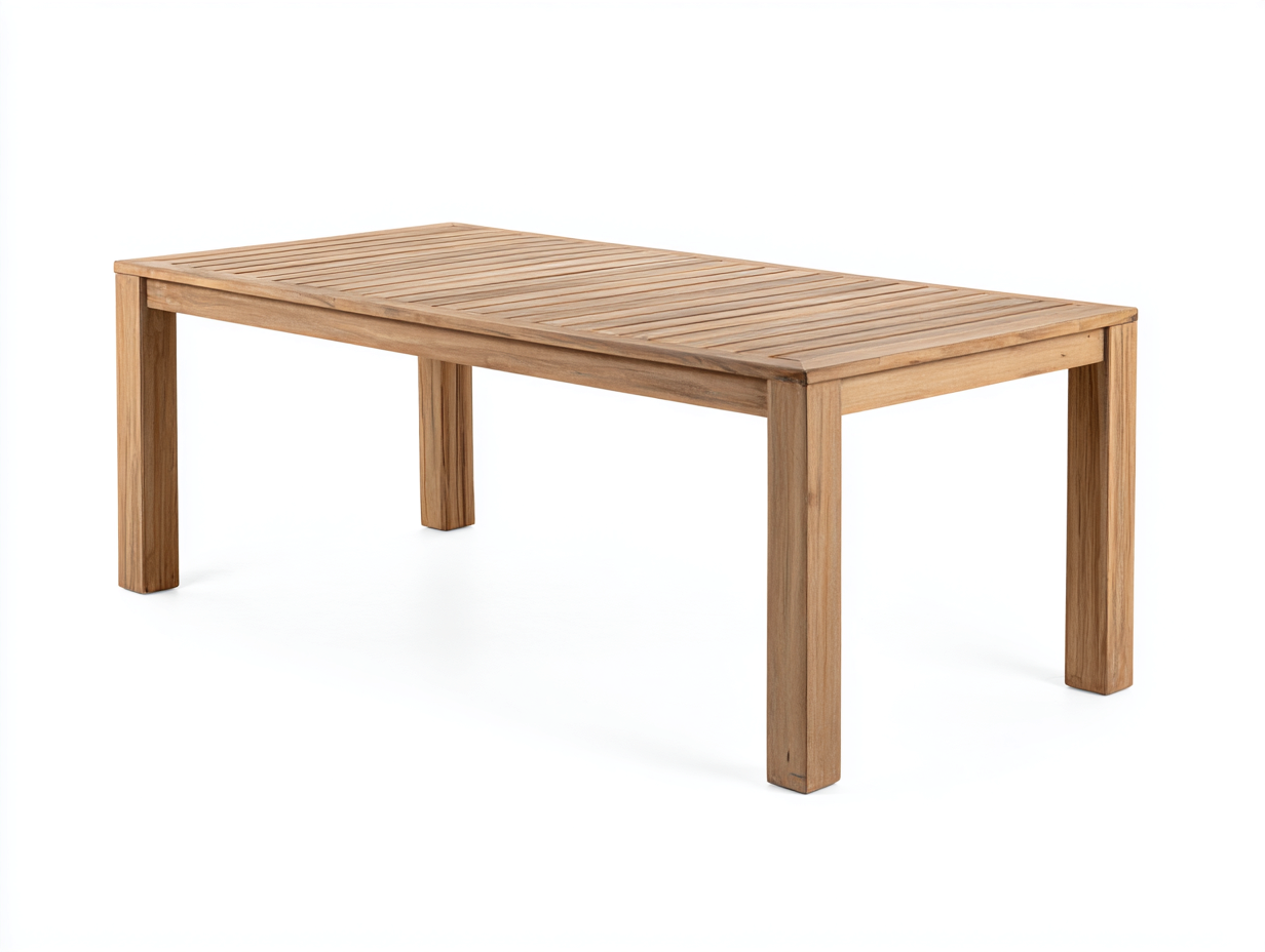 Table de jardin - teck - 200x100x75 cm - bois naturel - style classique-Madorvahome