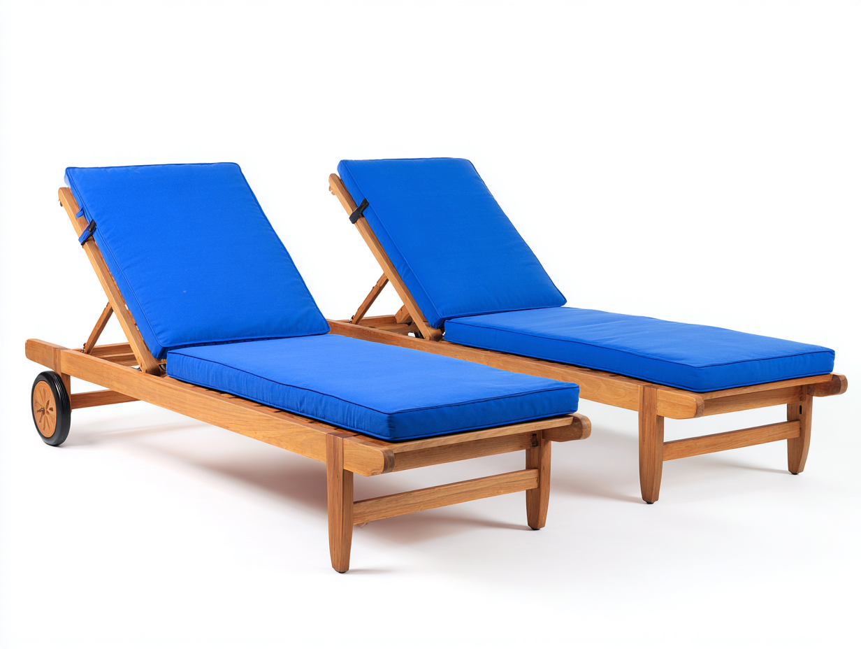 Bains de soleil - bois - tissu - 199x69x86 cm - naturel-bleu - style contemporain-Madorvahome