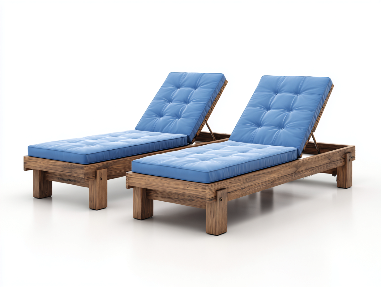 Bains de soleil - bois - tissu - 202x73x82 cm - naturel-bleu clair - style contemporain-Madorvahome