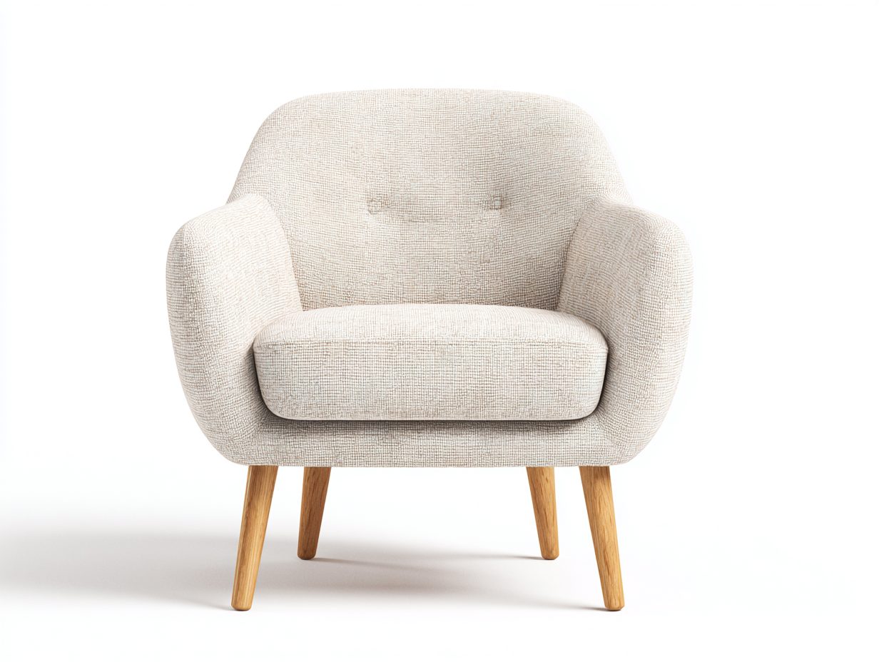 Fauteuil - tissu-bois - 76x78x80 cm - beige-bois naturel - scandinave moderne-Madorvahome
