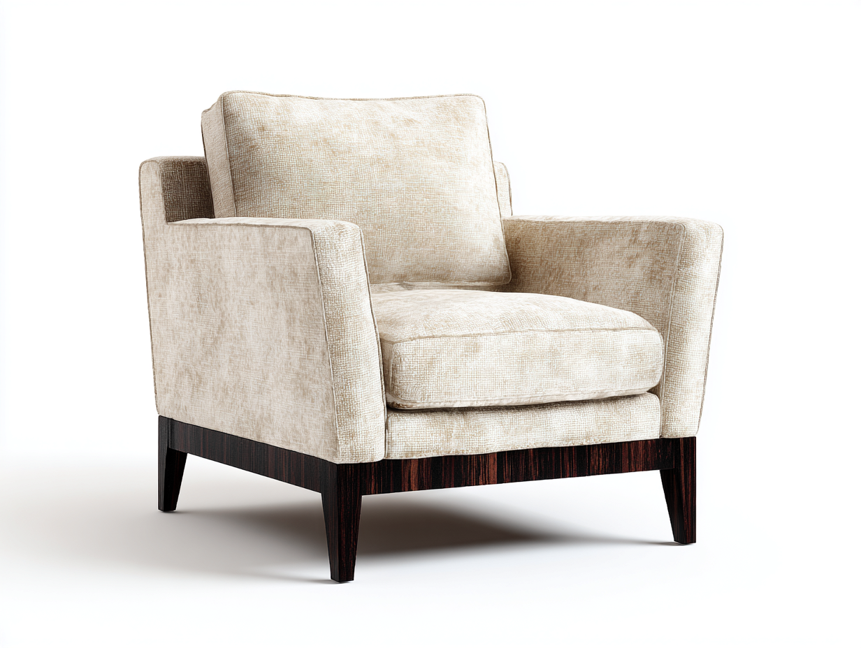 Fauteuil - tissu-bois - 86x82x83 cm - crème-bois foncé - classique contemporain-Madorvahome