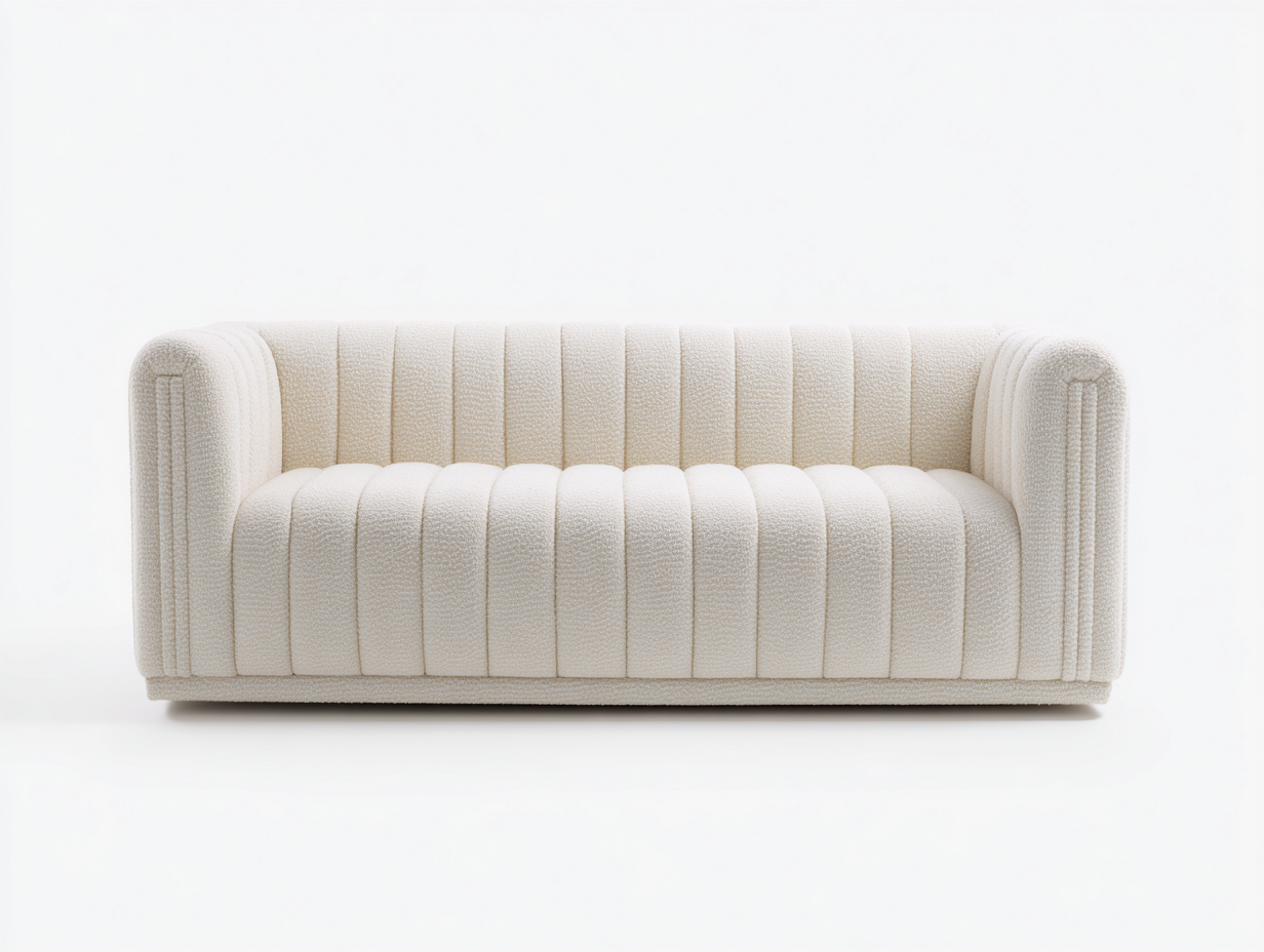 Canapé 2 places - Tissu bouclé - 180x91x73 cm - Ivoire - Moderne-Madorvahome