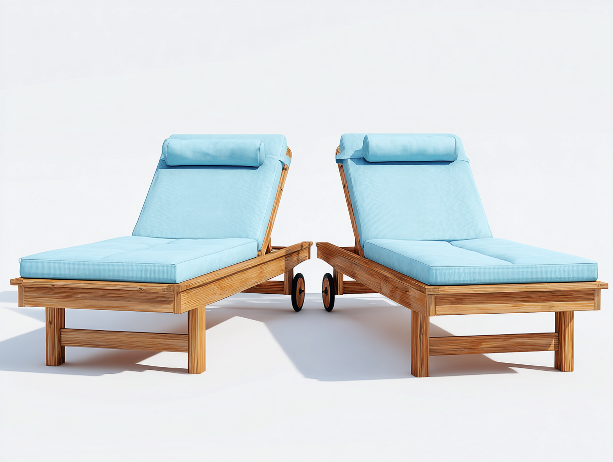 Bains de soleil - bois - tissu - 200x70x86 cm - naturel-bleu clair - style contemporain-Madorvahome