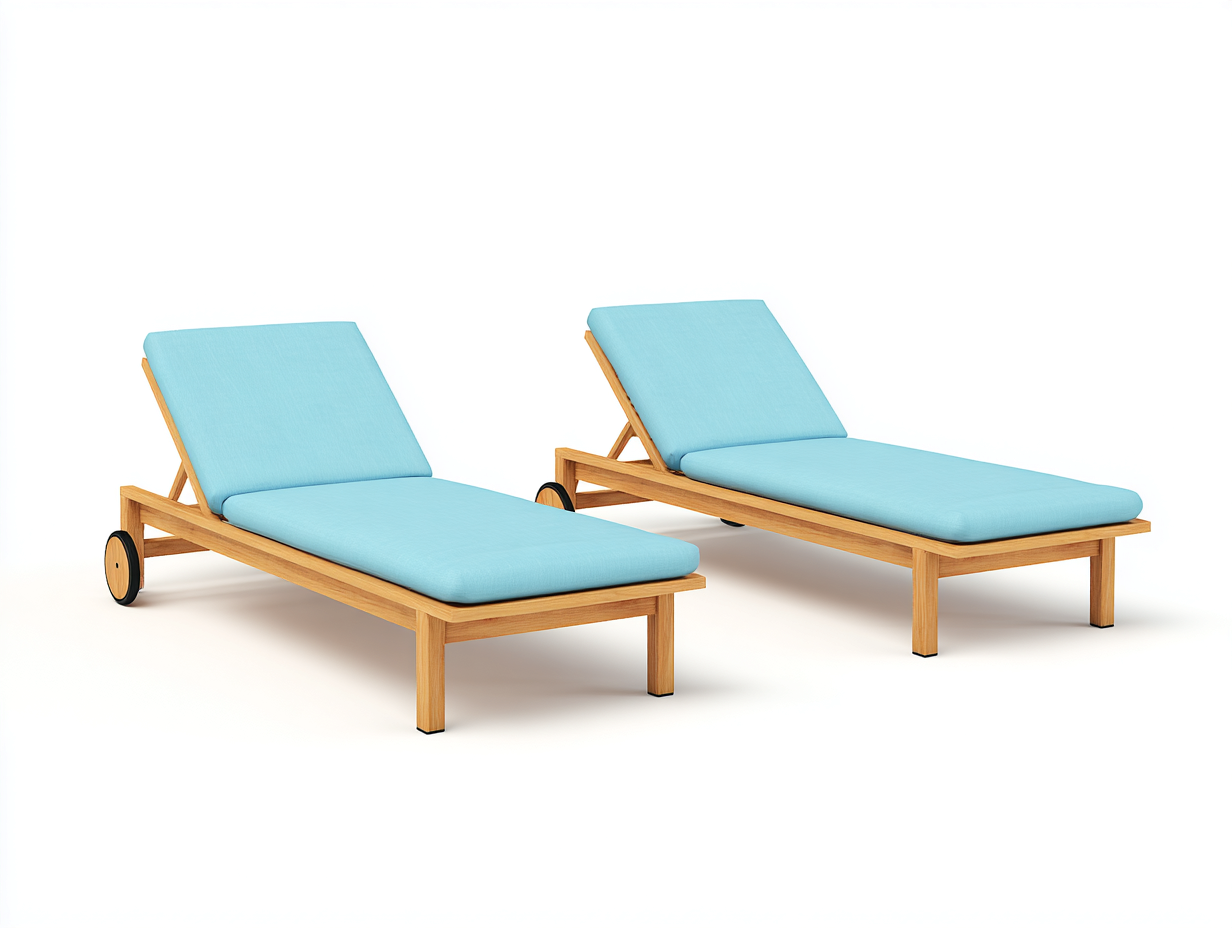 Bains de soleil - bois - tissu - 196x66x84 cm - naturel-bleu clair - style contemporain-Madorvahome