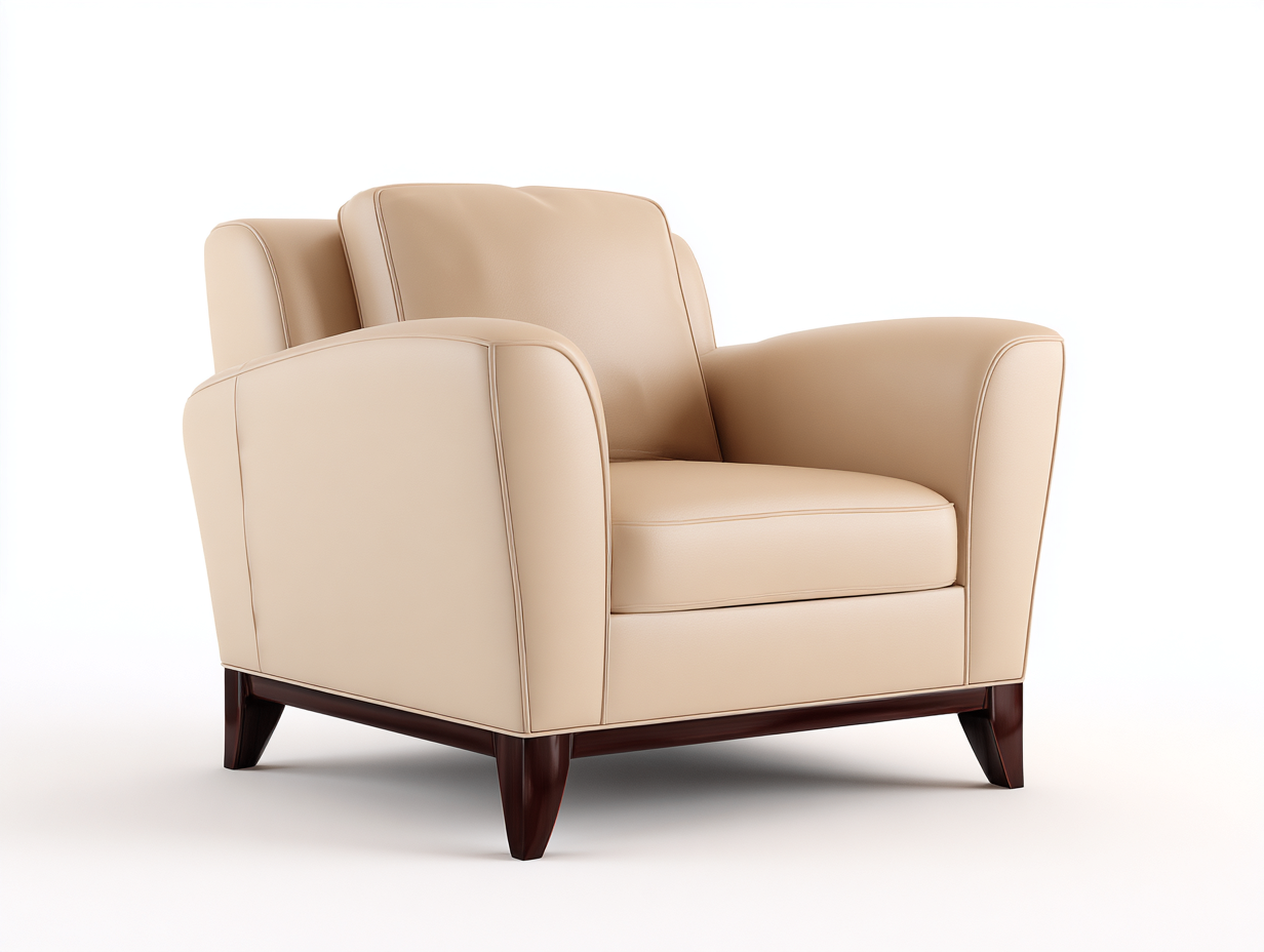 Fauteuil - cuir synthétique-bois - 92x84x81 cm - beige-bois foncé - contemporain-Madorvahome