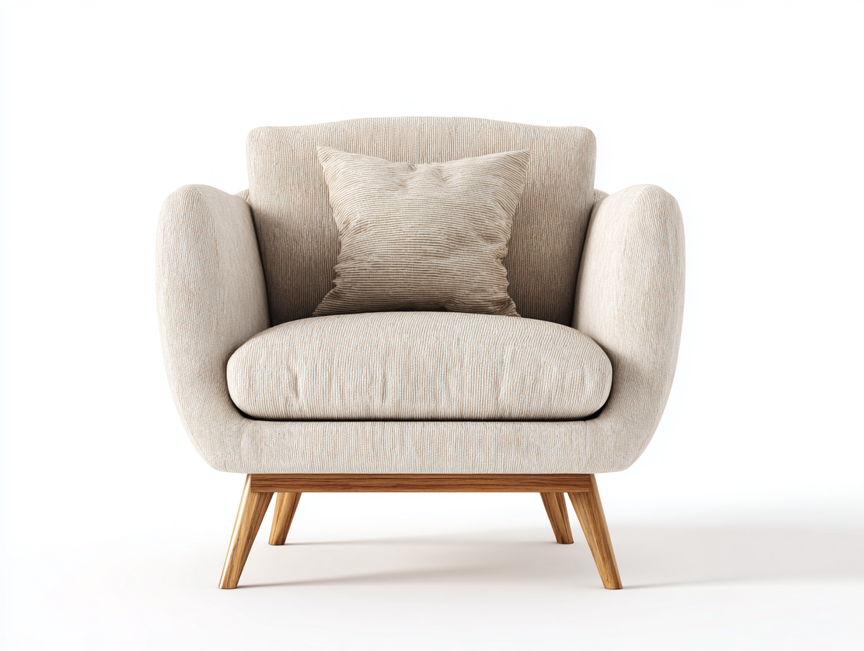 Fauteuil - tissu-bois - 90x81x85 cm - beige-bois naturel - scandinave cosy-Madorvahome