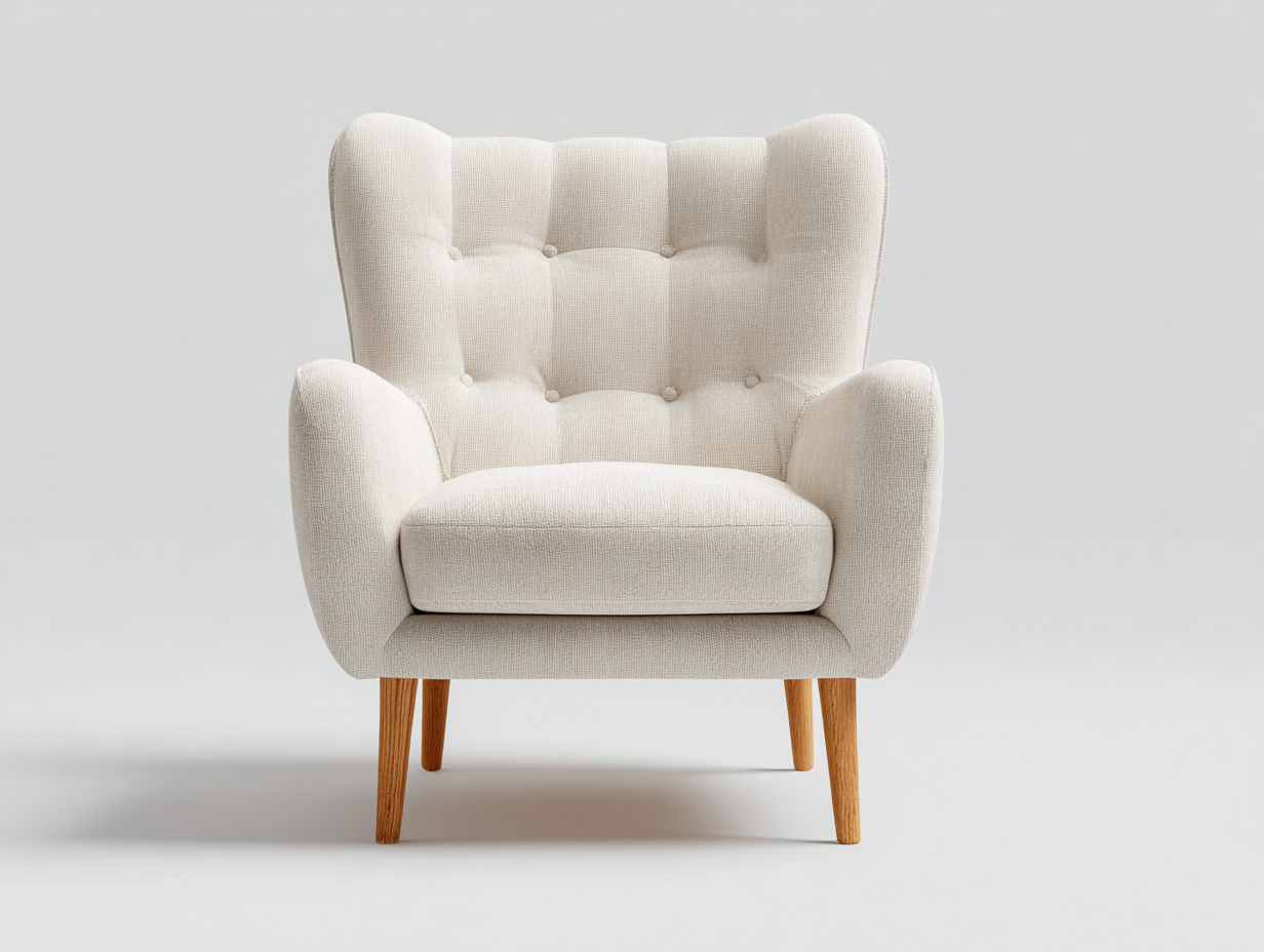 Fauteuil - tissu-bois - 88x84x101 cm - crème-bois naturel - scandinave moderne-Madorvahome