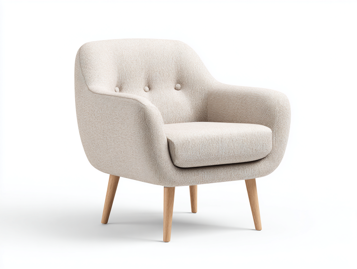 Fauteuil - tissu-bois - 74x78x82 cm - beige-bois naturel - moderne-Madorvahome