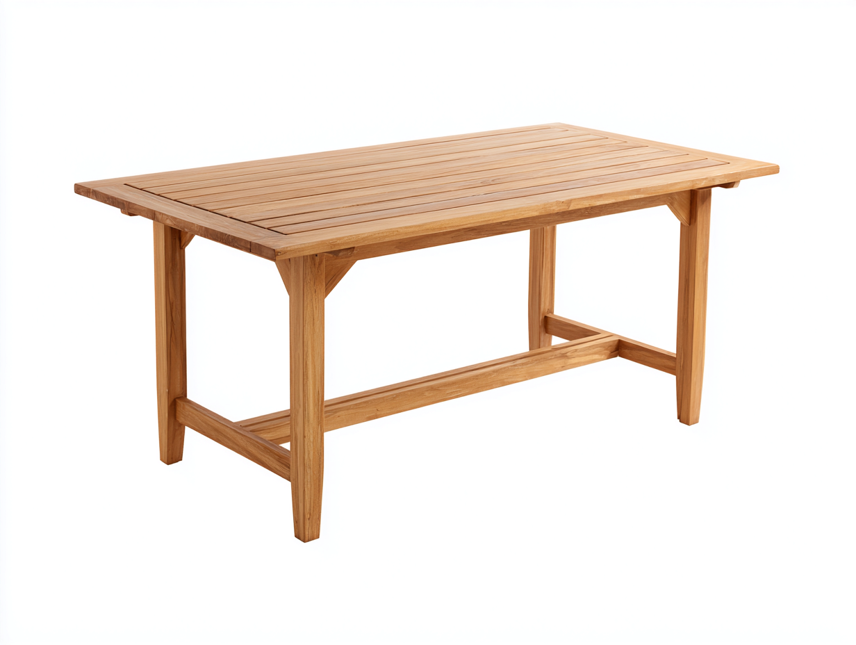 Table de jardin - teck - 160x90x75 cm - bois naturel - style classique-Madorvahome