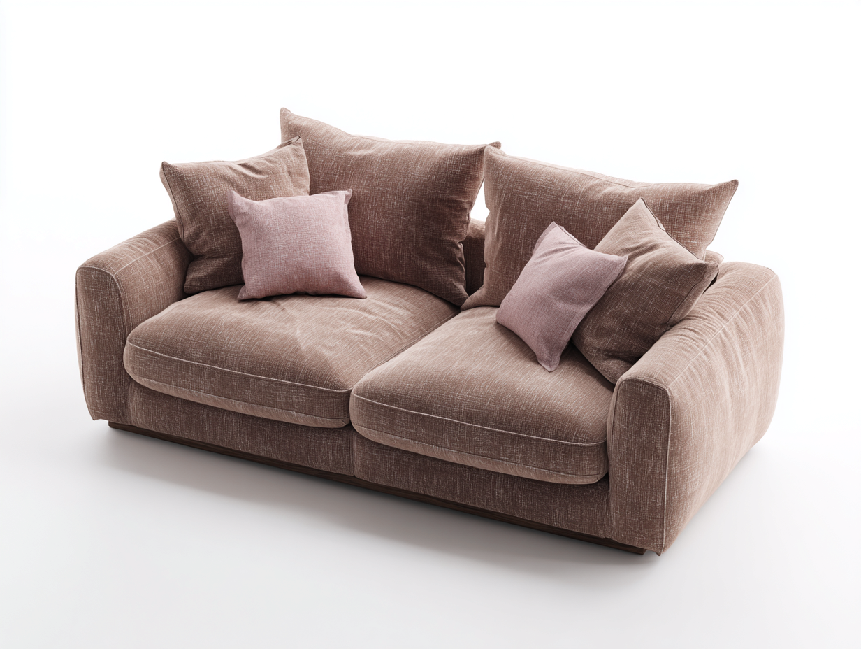 Canapé 2 places - Tissu - 182x96x76 cm - Taupe-Rose poudré - Moderne-Madorvahome