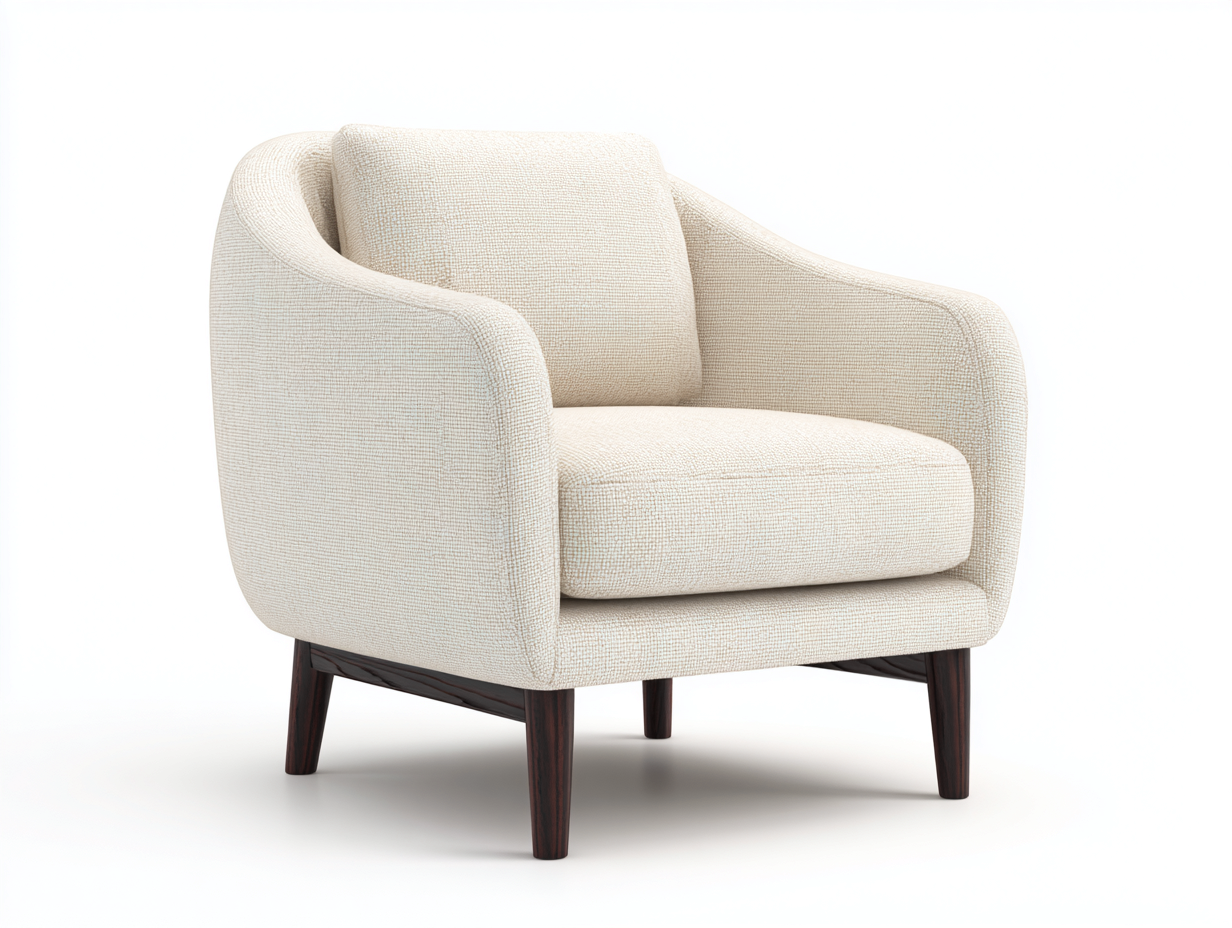 Fauteuil - tissu-bois - 81x79x78 cm - crème-bois foncé - contemporain-Madorvahome