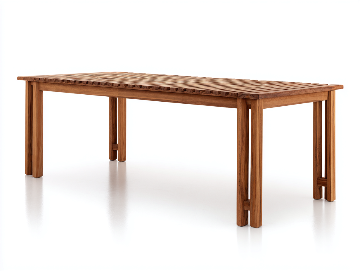 Table de jardin - teck - 220x95x75 cm - bois naturel - style contemporain-Madorvahome
