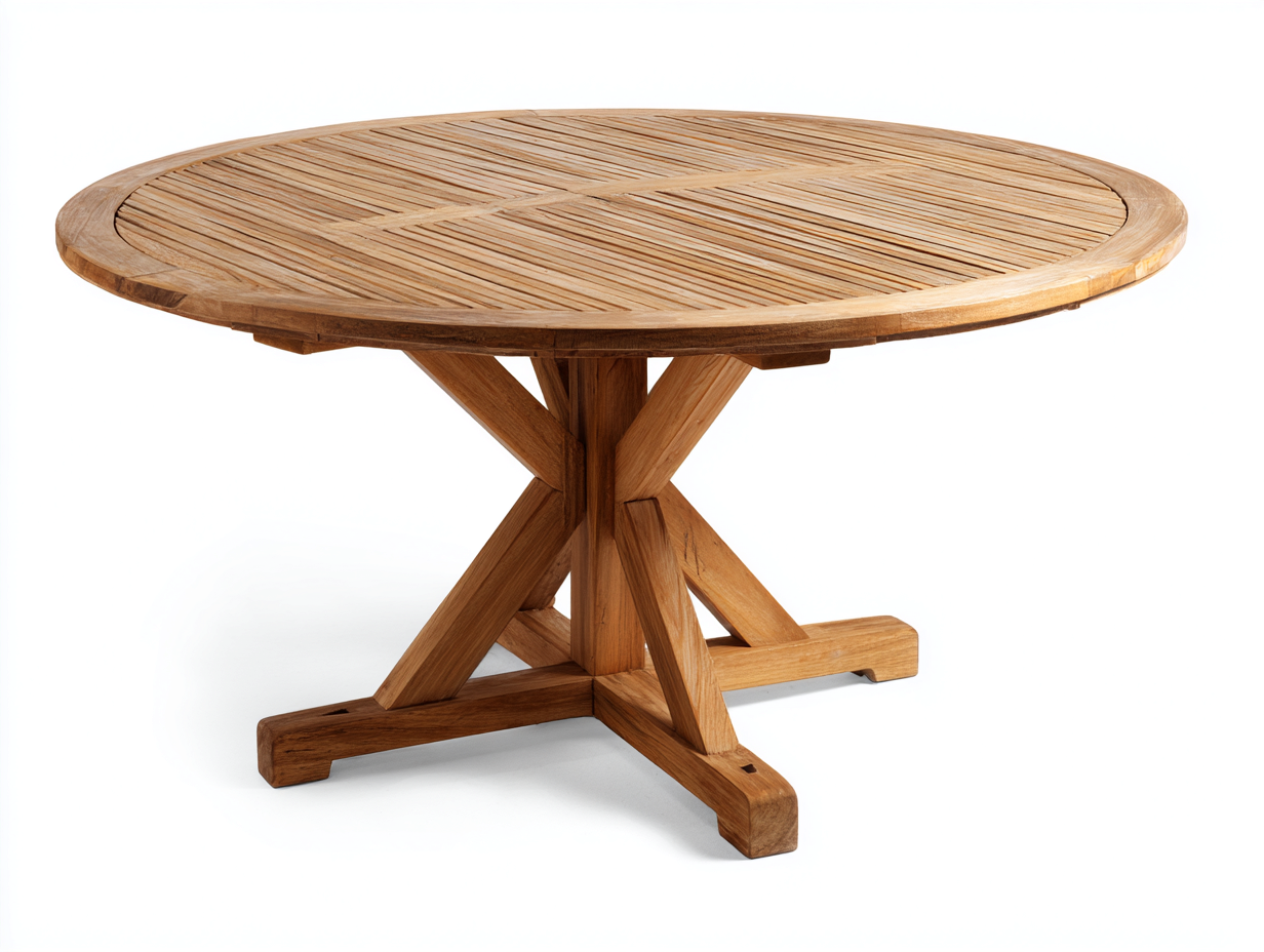 Table de jardin - teck - 120x120x75 cm - bois naturel - style classique-Madorvahome