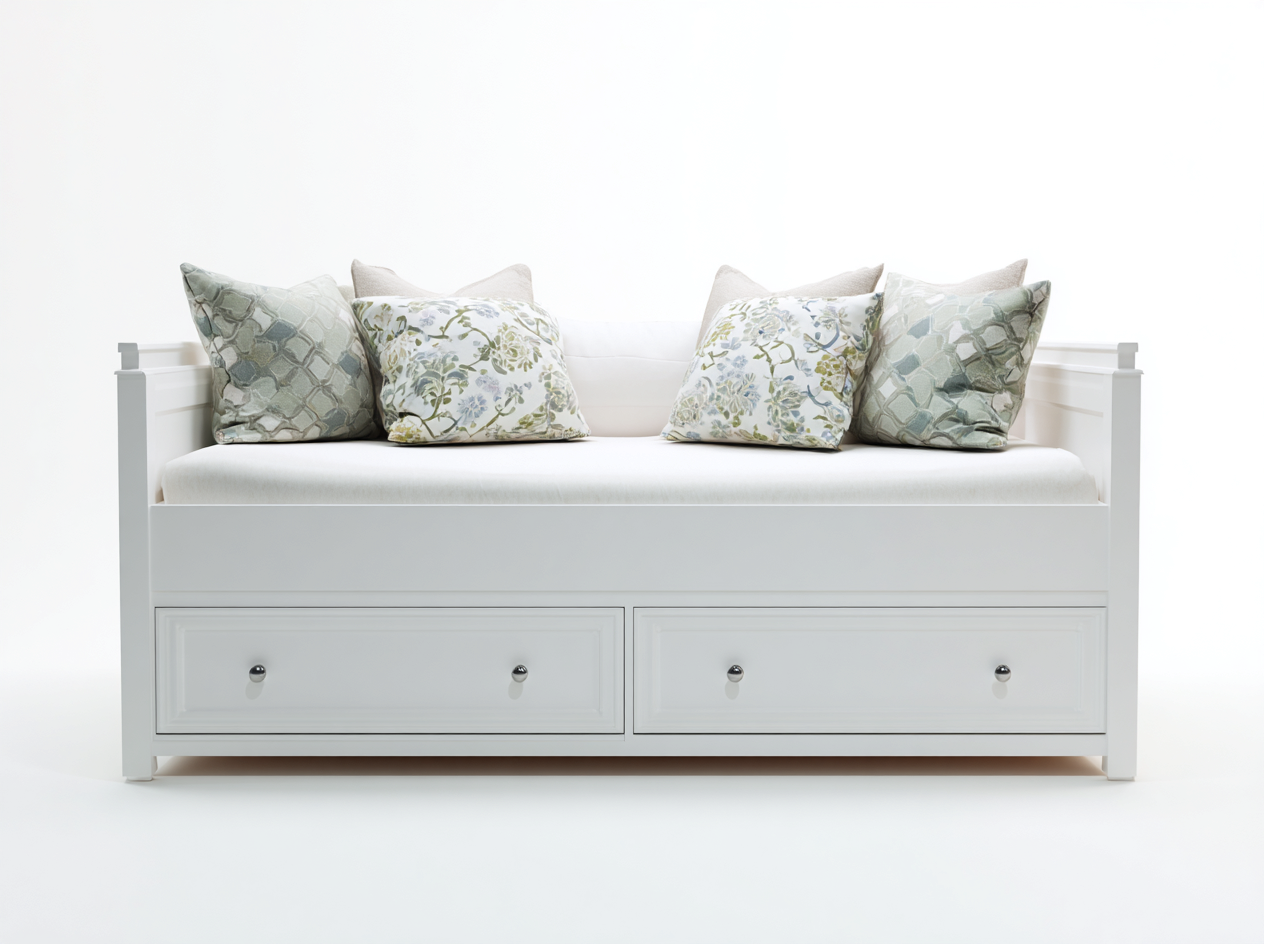 Canapé lit - bois - 209x92x89 cm - blanc - style classique-Monorsonest