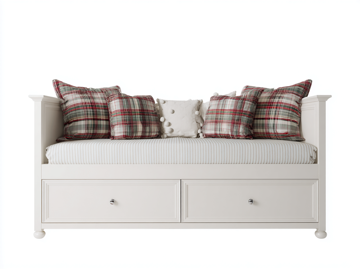 Canapé lit - bois - 214x95x92 cm - blanc cassé - style classique-Monorsonest