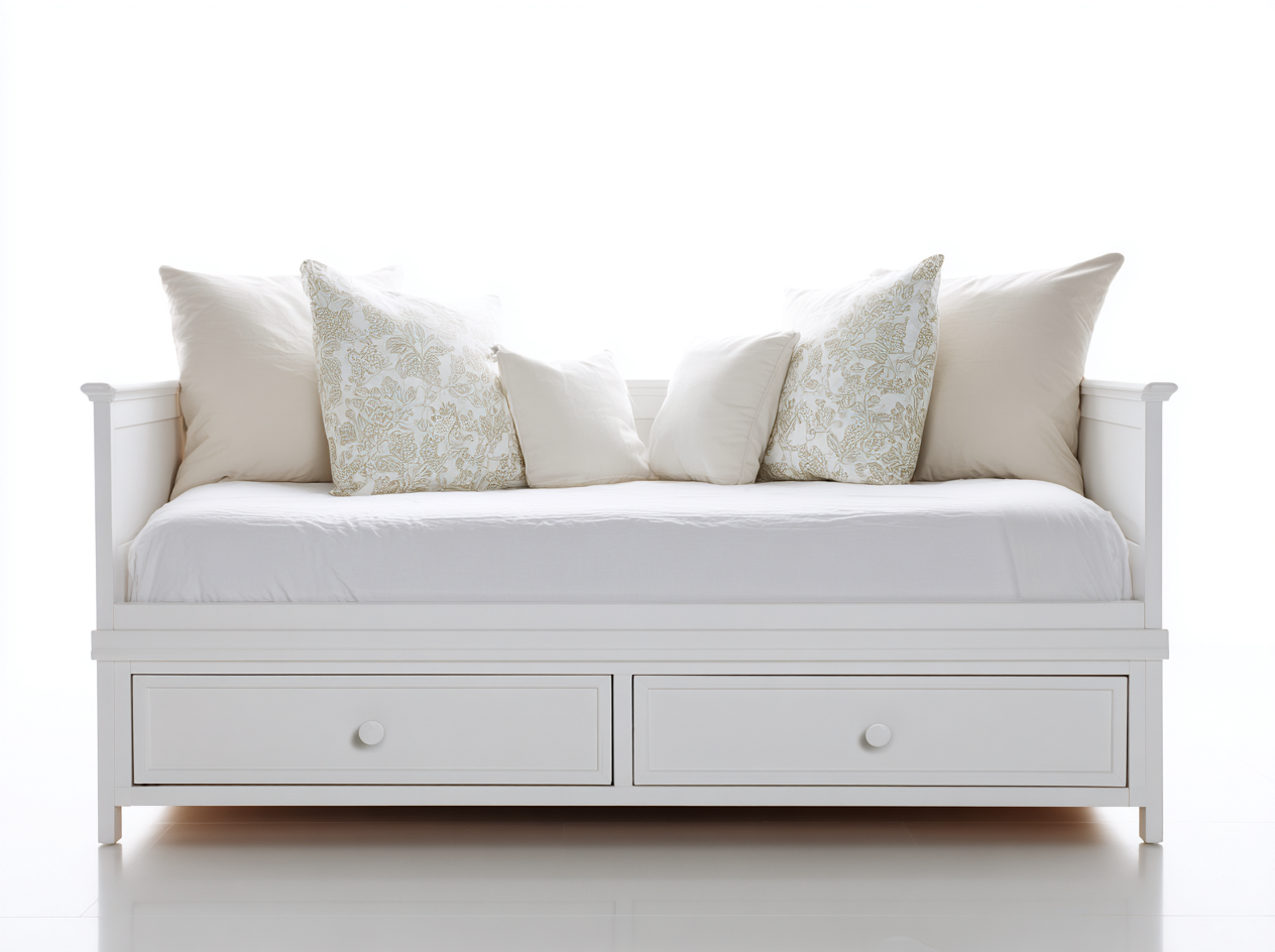 Canapé lit - bois - 206x93x90 cm - blanc - style classique-Monorsonest