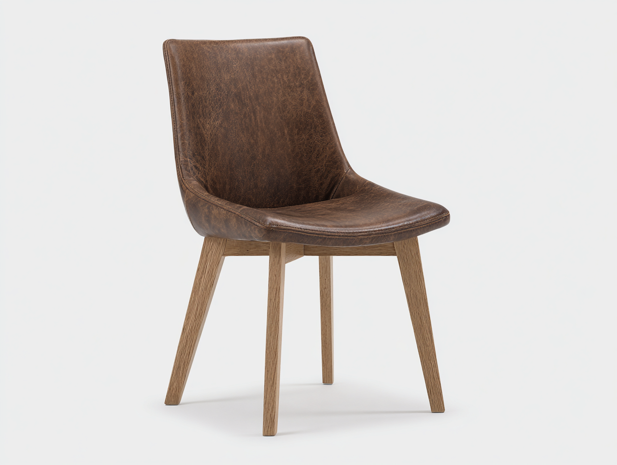 Chaise de salle à manger - simili cuir-bois - 52x56x86 cm - brun foncé-naturel - design contemporain-Monorsonest