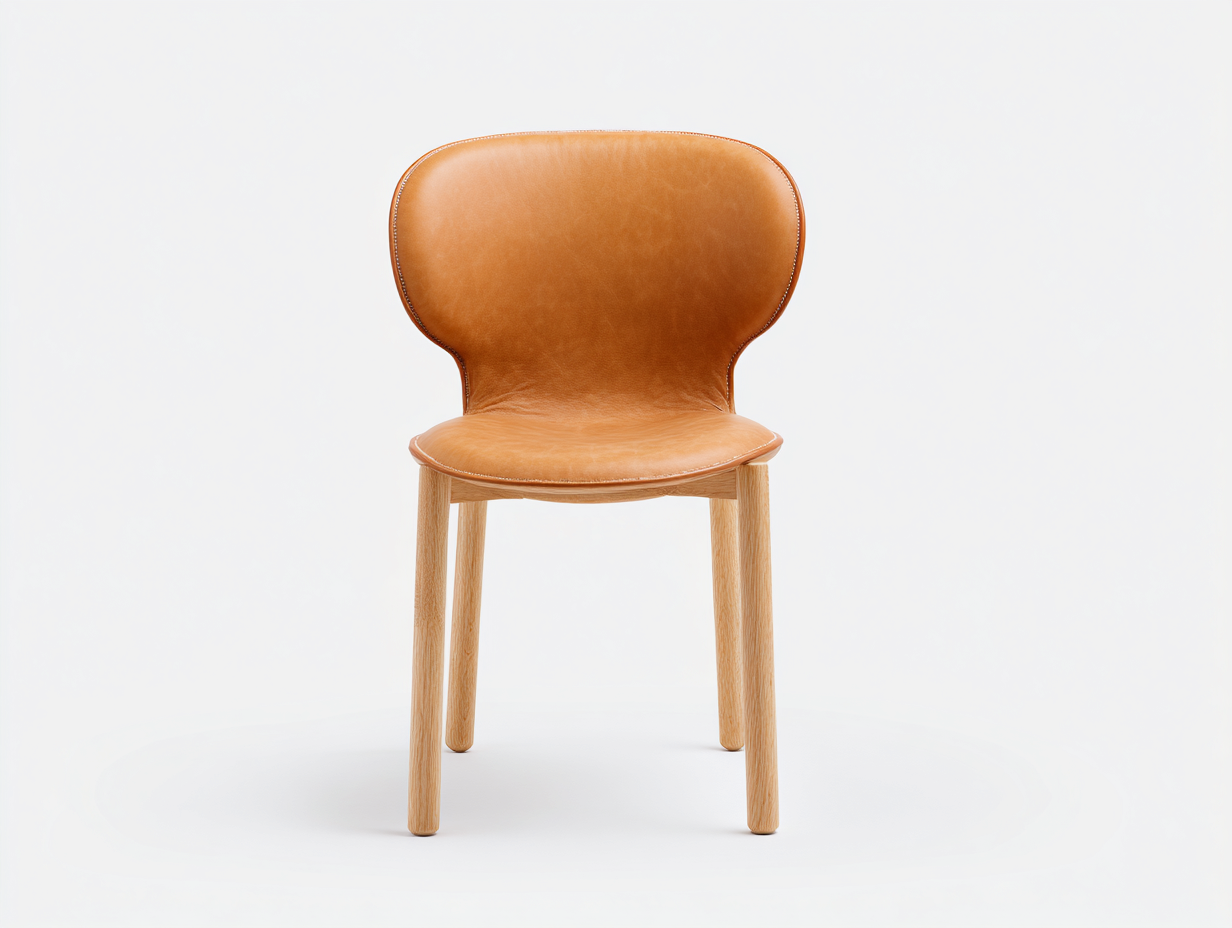 Chaise de salle à manger - simili cuir-bois - 50x54x81 cm - cognac-naturel - design scandinave-Monorsonest