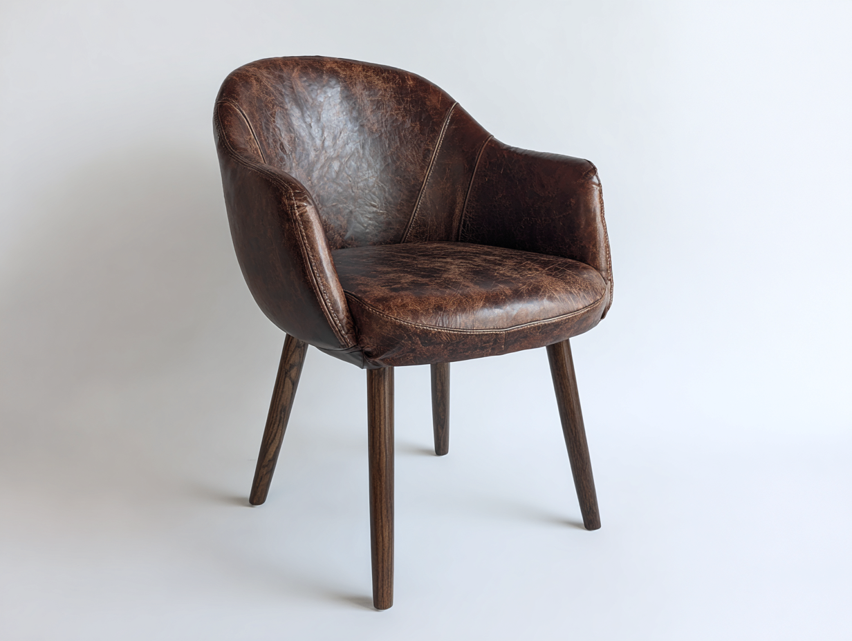 Chaise de salle à manger - simili cuir-bois - 60x58x82 cm - brun foncé-noyer - design vintage-Monorsonest