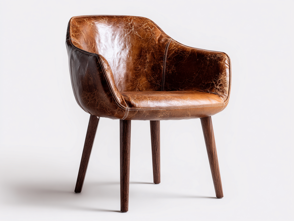 Chaise de salle à manger - simili cuir-bois - 62x59x83 cm - brun-noix - design vintage-Monorsonest