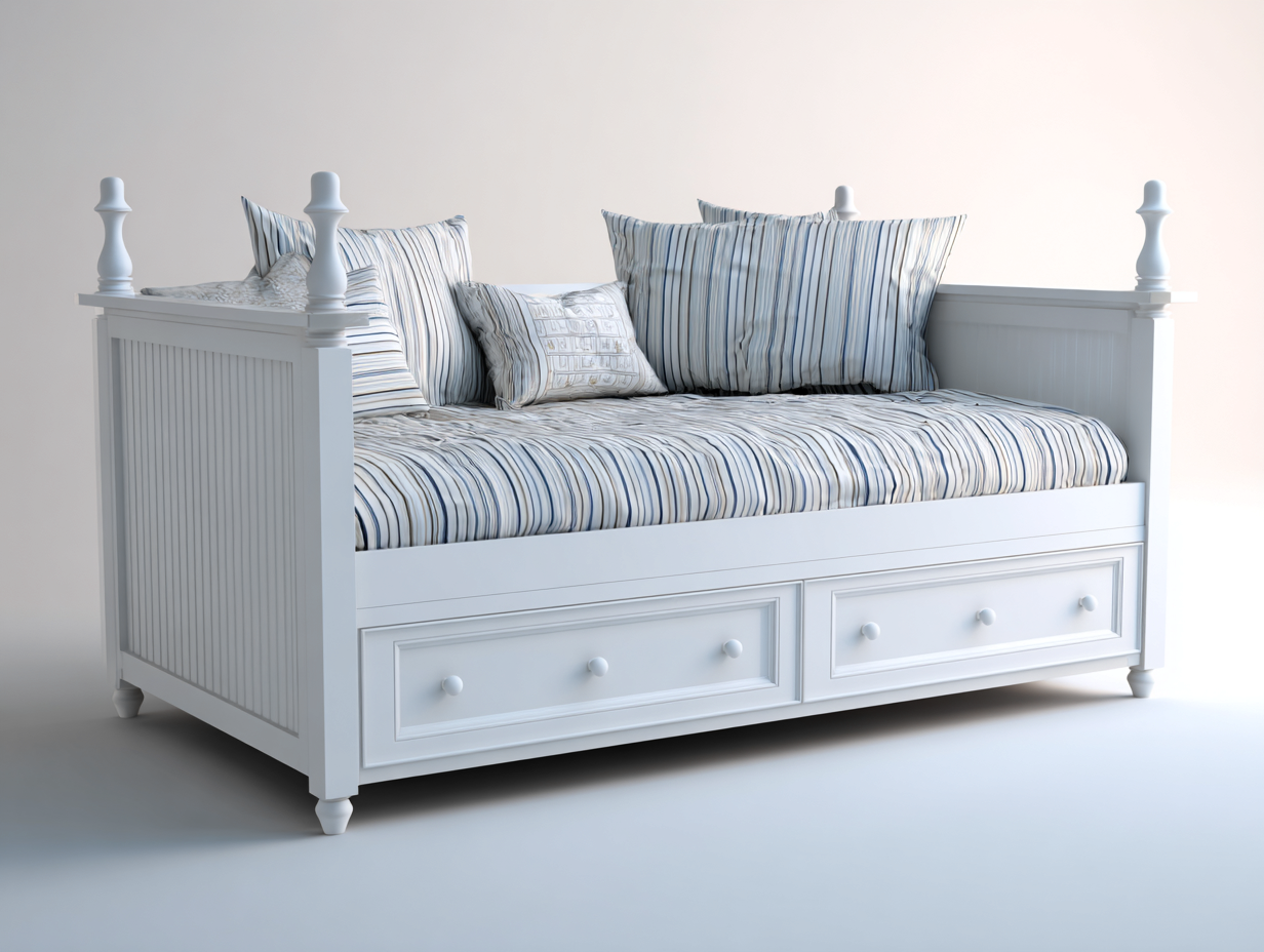 Canapé lit - bois - 208x92x98 cm - blanc - style classique-Monorsonest