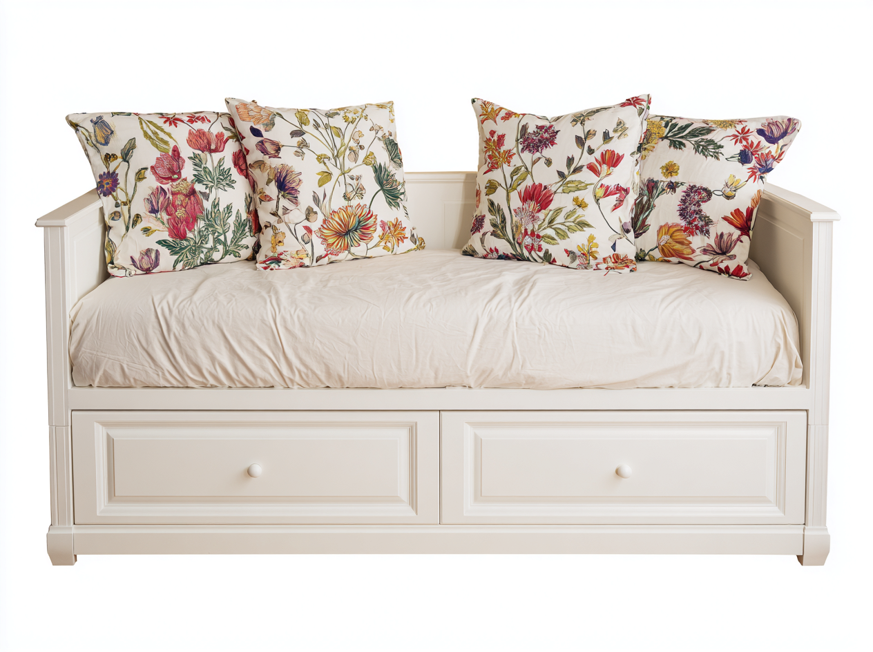 Canapé lit - bois - 210x94x92 cm - blanc cassé - style classique-Monorsonest
