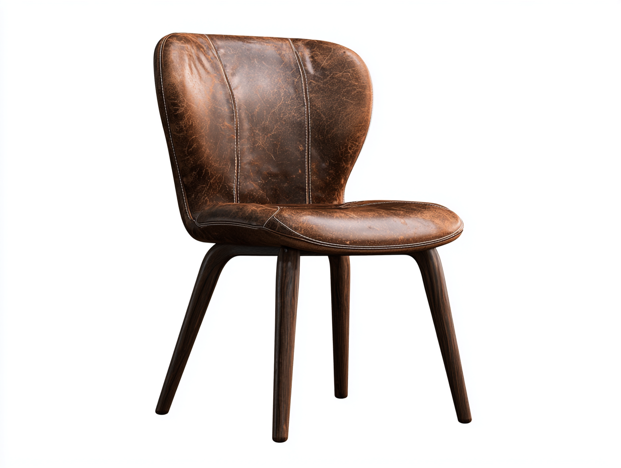 Chaise de salle à manger - simili cuir-bois - 55x57x84 cm - brun foncé-noyer - design vintage-Monorsonest