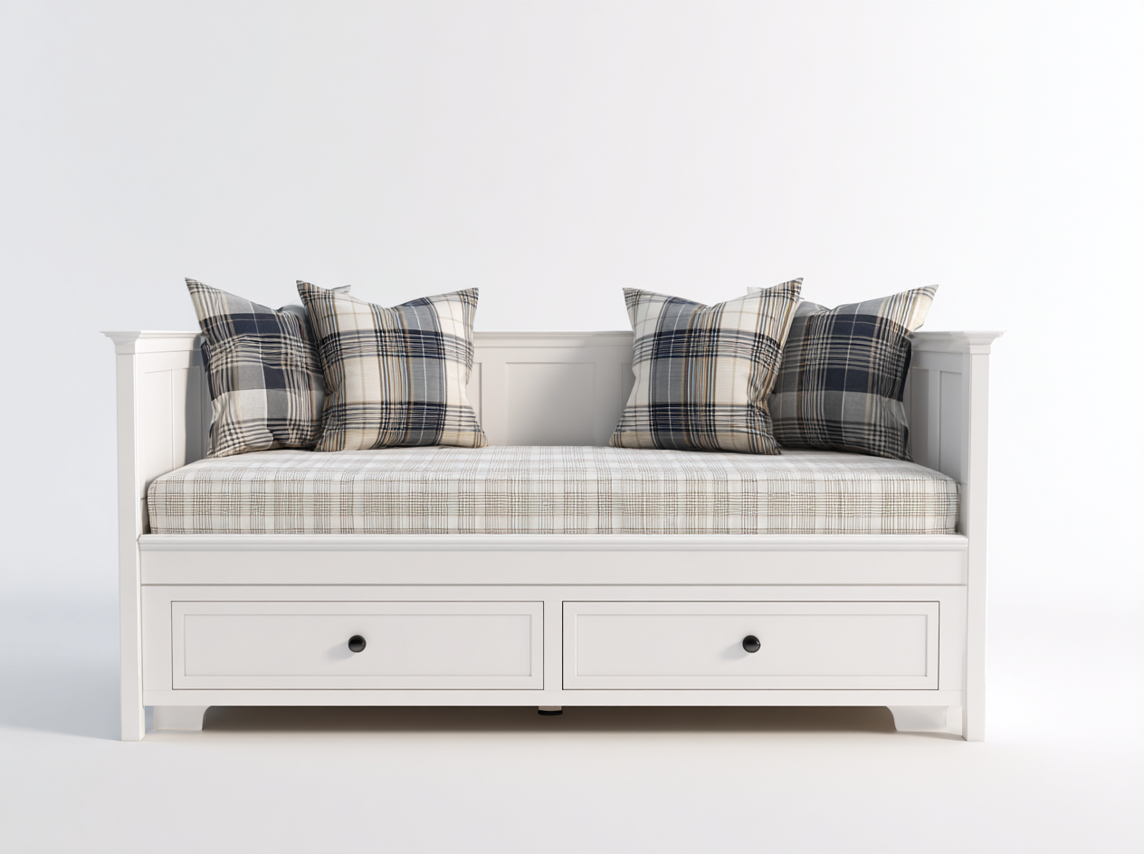 Canapé lit - bois - 209x91x88 cm - blanc cassé - style classique-Monorsonest