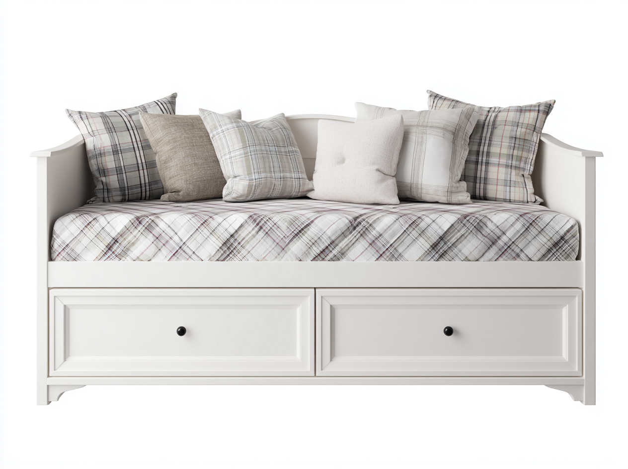 Canapé lit - bois - 212x94x90 cm - blanc cassé - style classique-Monorsonest