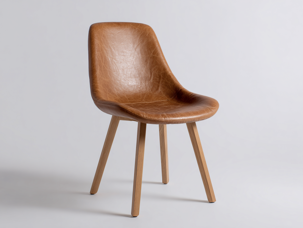 Chaise de salle à manger - simili cuir-bois - 50x54x84 cm - marron-naturel - design contemporain-Monorsonest