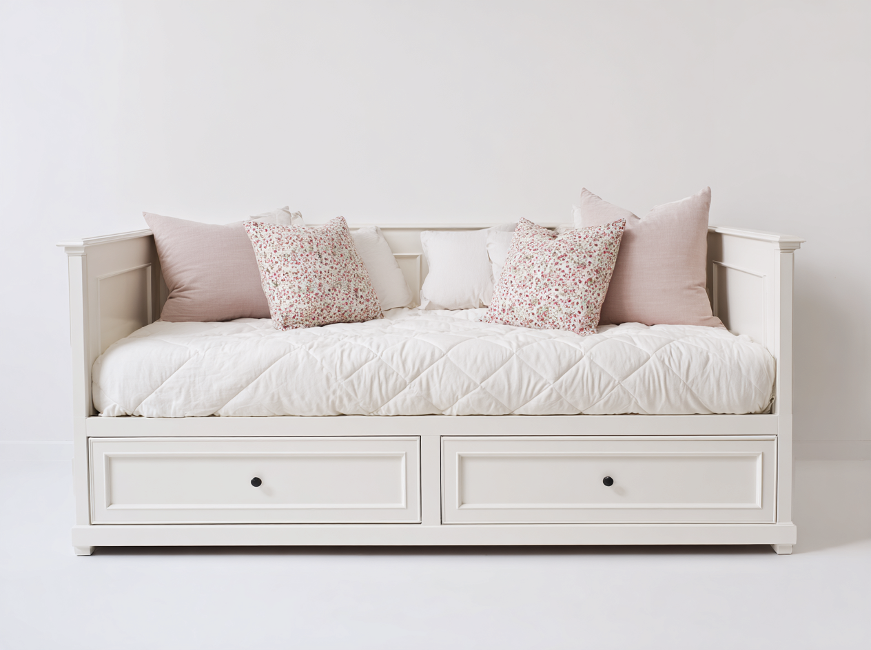 Canapé lit - bois - 210x93x89 cm - blanc cassé - style classique-Monorsonest