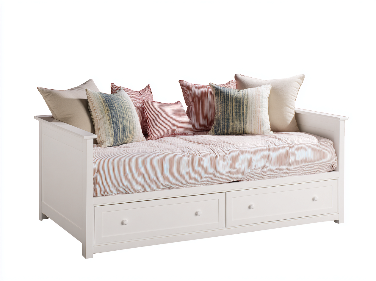 Canapé lit - bois - 212x95x89 cm - blanc cassé - style classique-Monorsonest