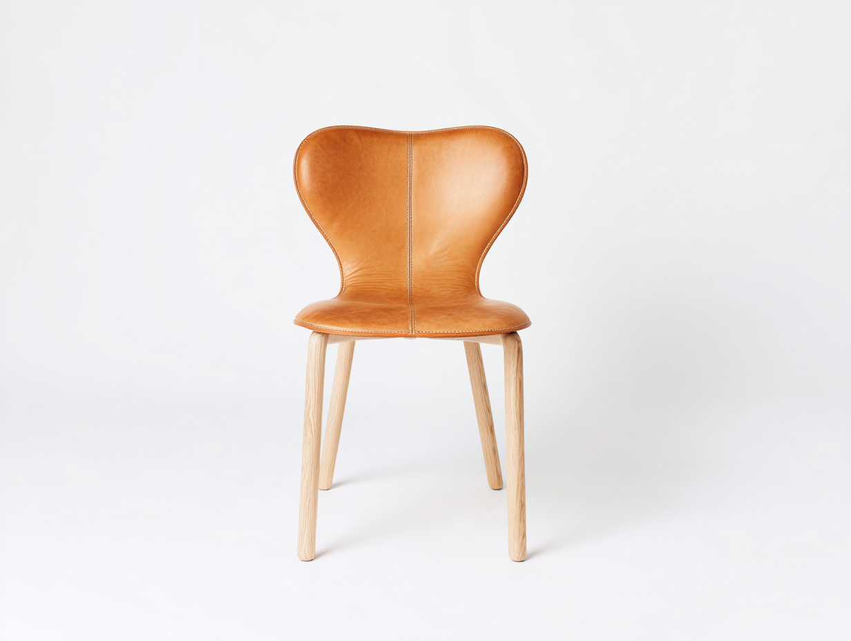 Chaise de salle à manger - simili cuir-bois - 49x52x82 cm - cognac-naturel - design moderne-Monorsonest